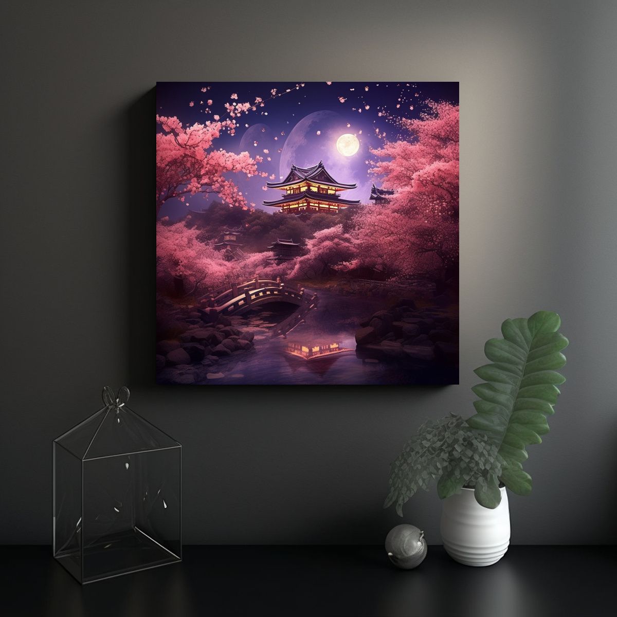 GENERICO - Pintura Pared Diseño Nocturno Estilo Japonés 80x80 Cm