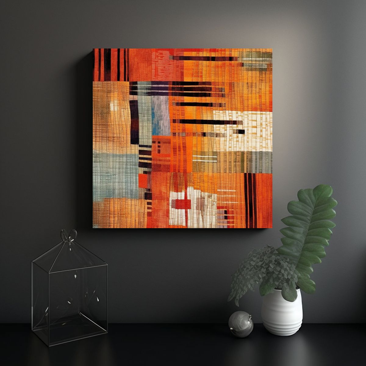 GENERICO - Arte De Pared Tejido Textil Perspectiva Cálido 80x80 Cm