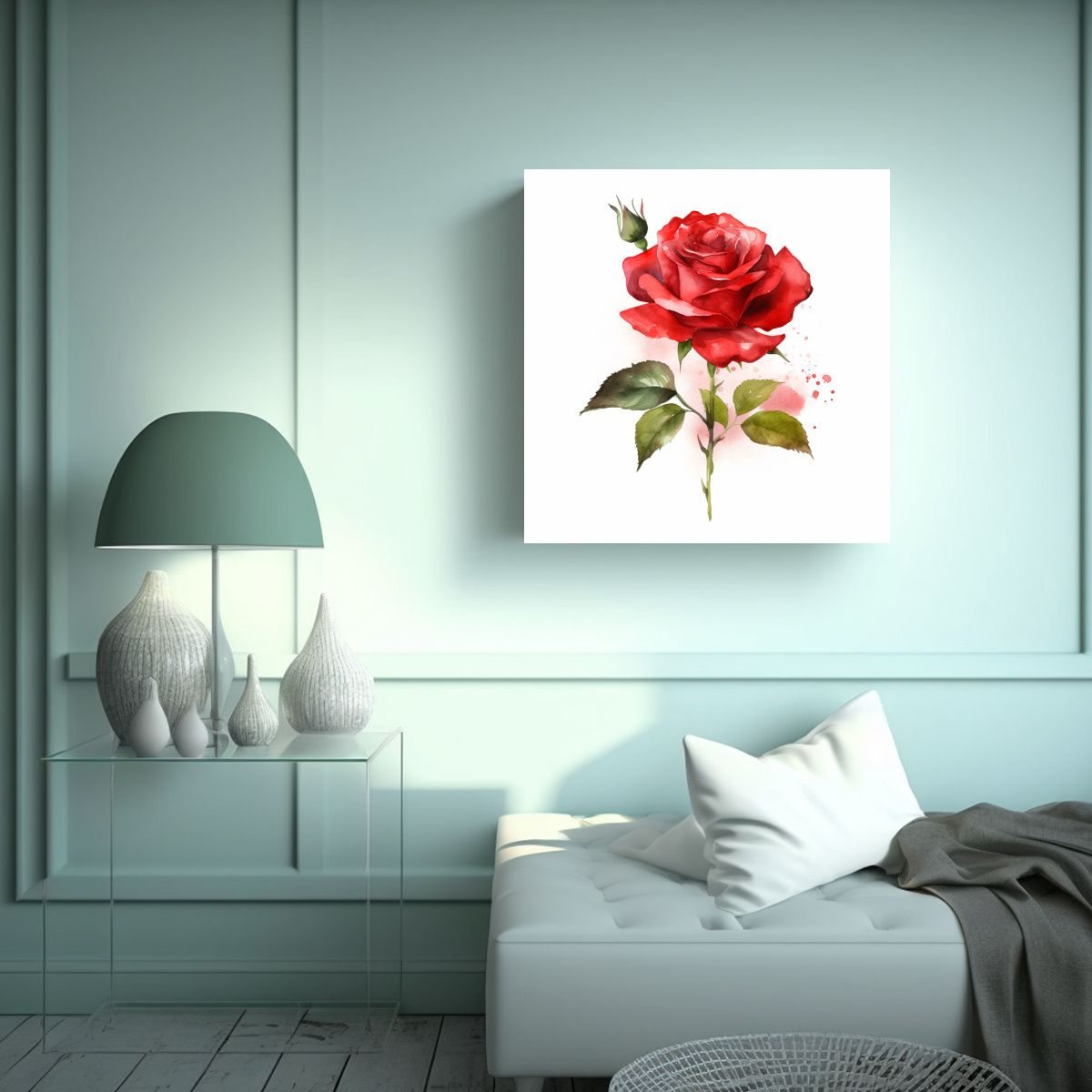 GENERICO - Exclusivo Arte Espectacular Rosa Roja En 80x80 Cm