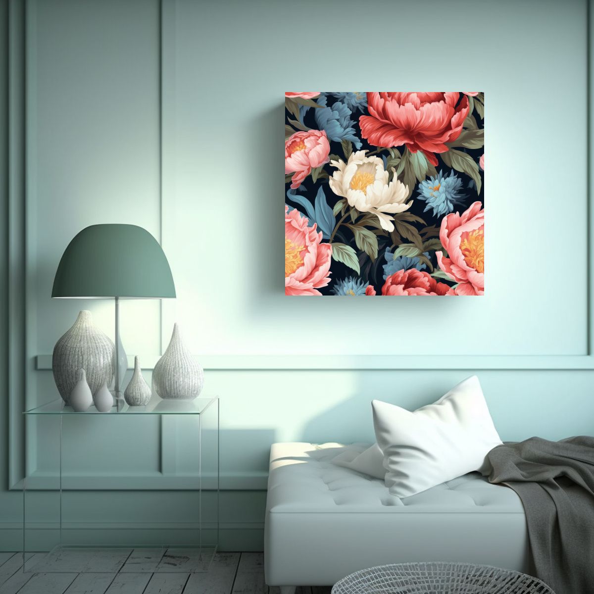 GENERICO - Cuadro Decorativo Lienzo Hermoso De Peonías Con 70x70 Cm.