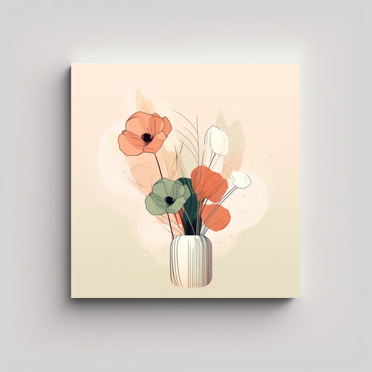 GENERICO - Cuadro Moderno Abstracto De Ramo Floral Elfiky 90x90 Cm