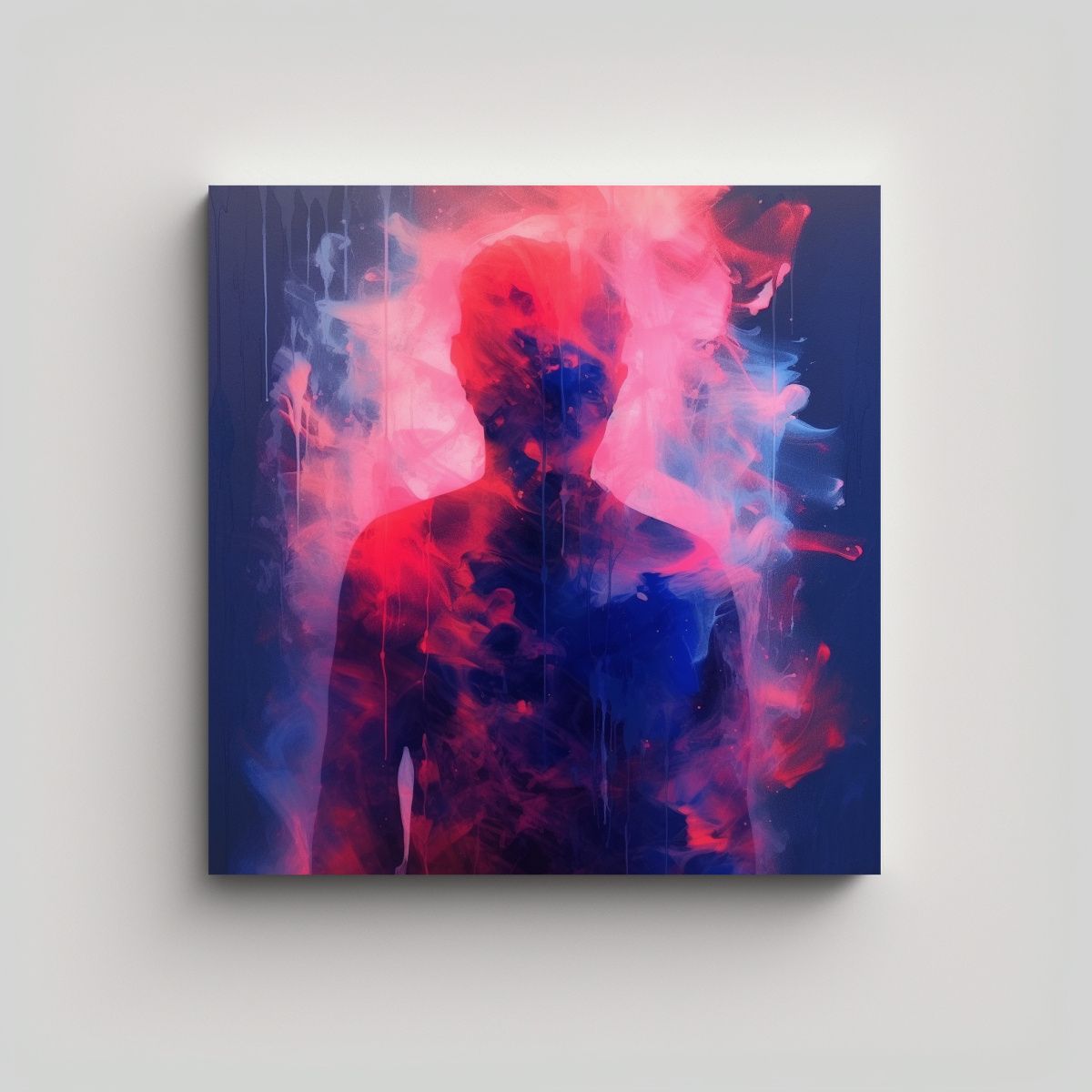 GENERICO - Cuadro Decorativo Abstracto De Hombre En Azul Y 80x80 Cm