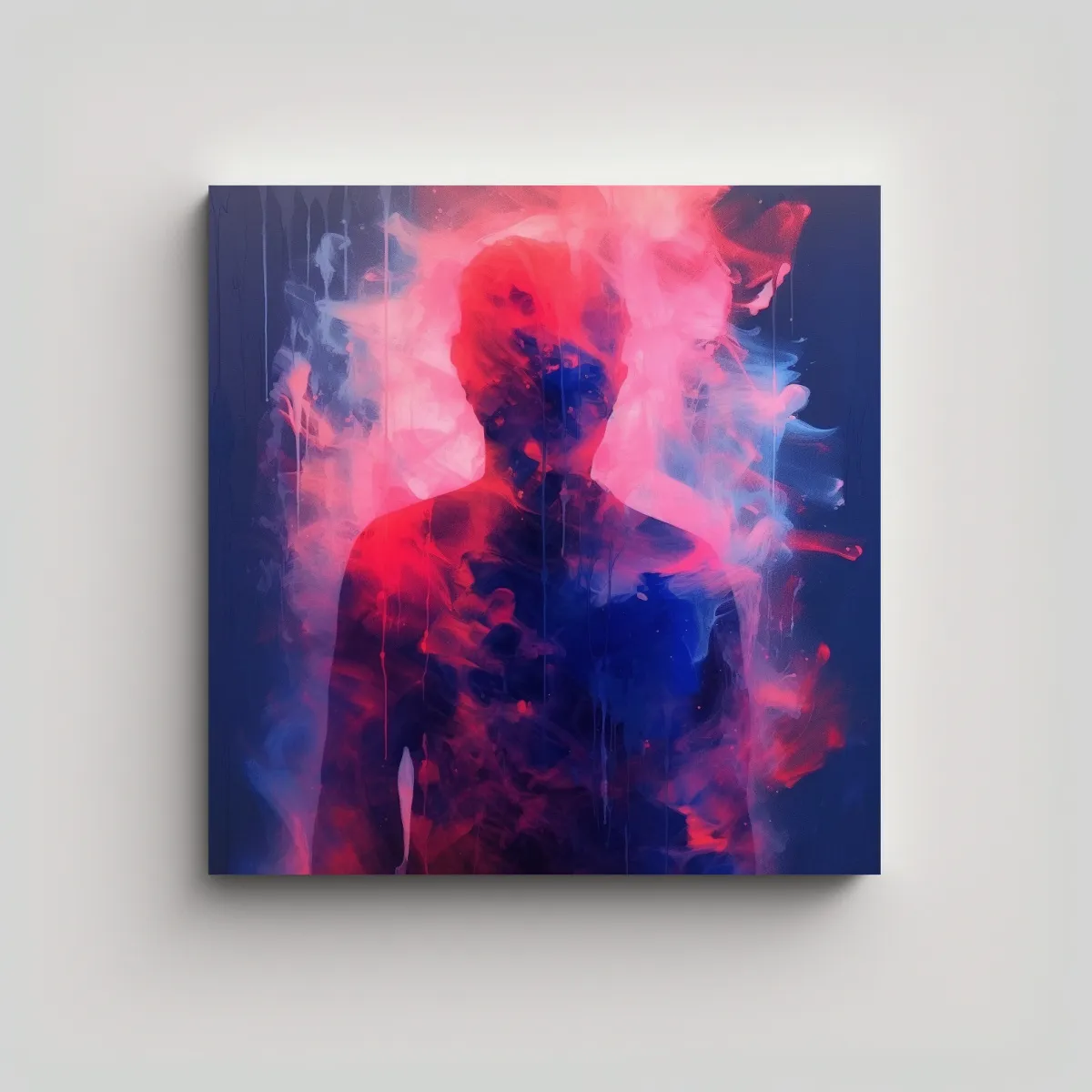 GENERICO - Cuadro Decorativo Abstracto De Hombre En Azul Y 80x80 Cm