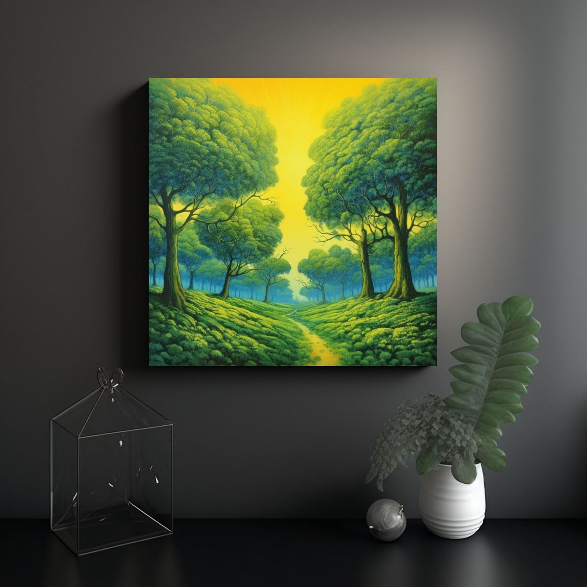GENERICO - Paisajes Naturales árboles Verdes Cielo Azul Y 90x90 Cm