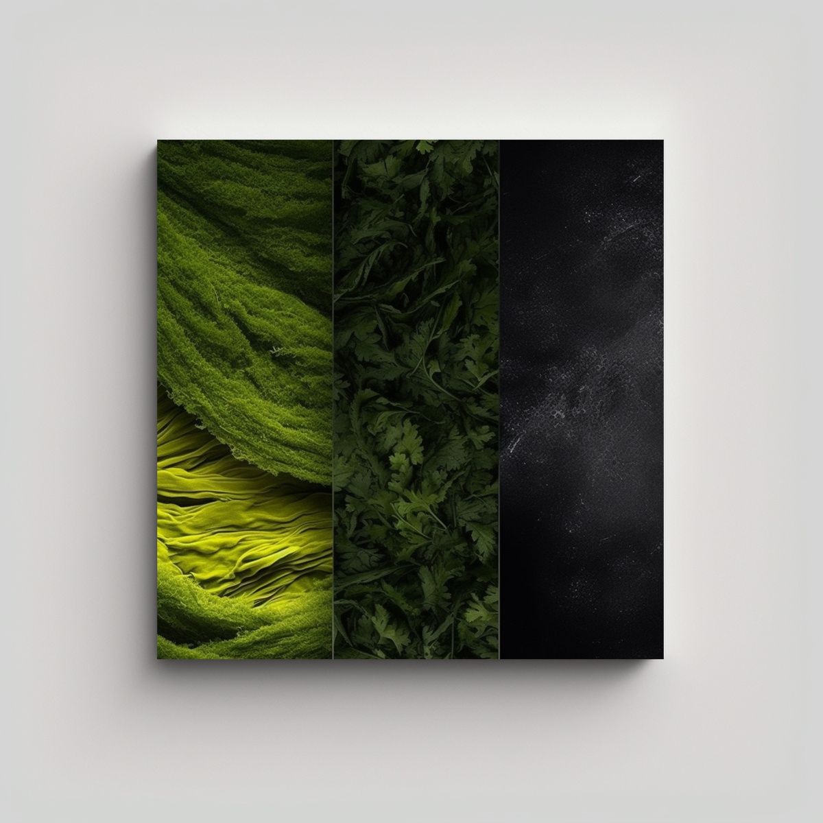 GENERICO - Cuadro Abstracto Estilo Matcha Y Carbón Al 80x80 Cm