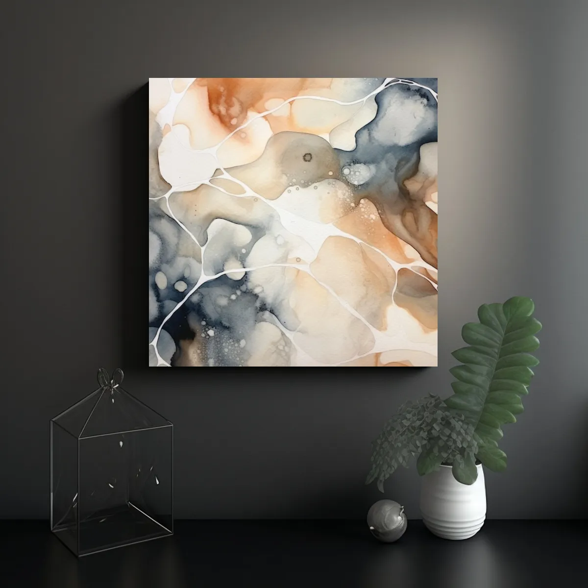 GENERICO - Cuadro Abstracto En Acuarela Neutra Riqueza 90x90 Cm