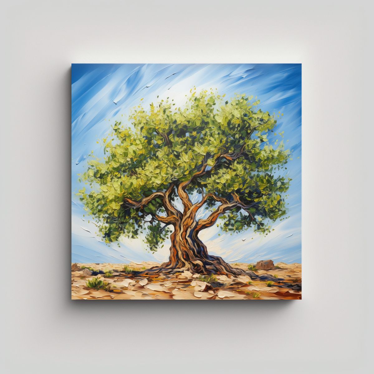 GENERICO - Cuadro Pintura Abstracta De Un árbol De Olivo 70x70 Cm