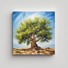 GENERICO - Cuadro Pintura Abstracta De Un árbol De Olivo 70x70 Cm