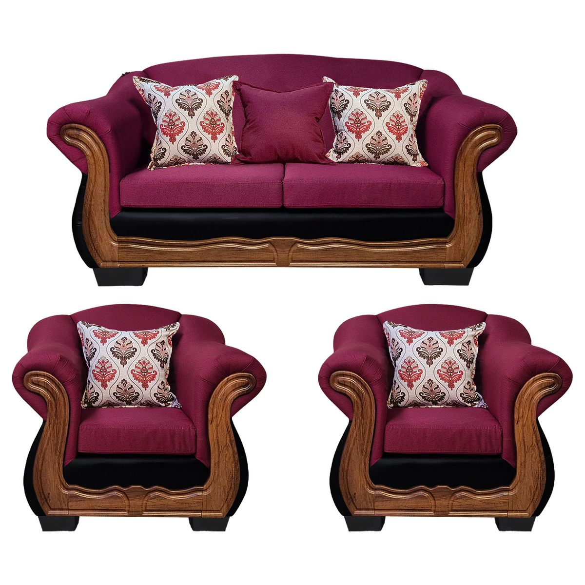 AMERICA DECORA - Living Con Resorte Estructural Búfalo 5 Personas 3+1+1 Chenille+PU X