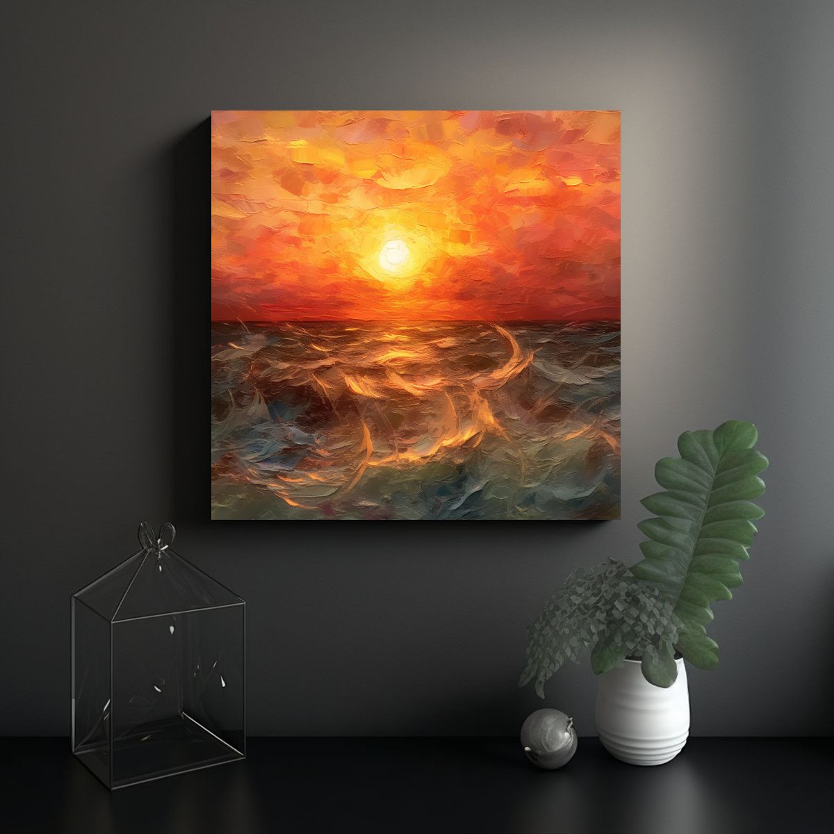 GENERICO - Pinturas De Pared Con Textura De Atardecer Para 90x90 Cm