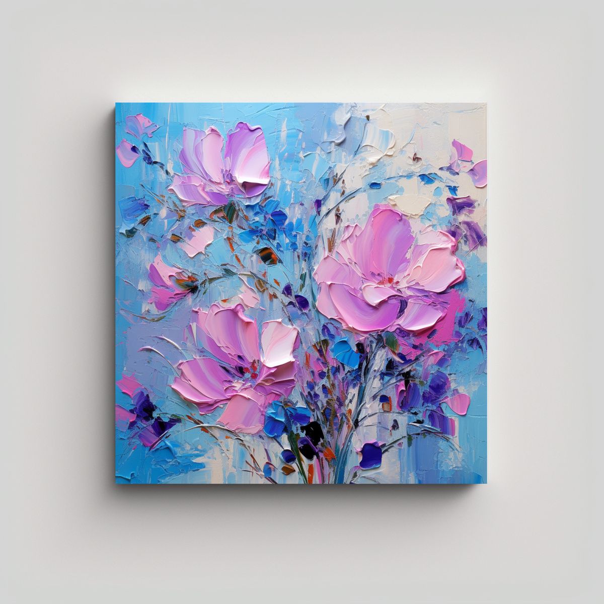 GENERICO - Arte De Pared Forma Luminosa Pintura De Flores 90x90 Cm