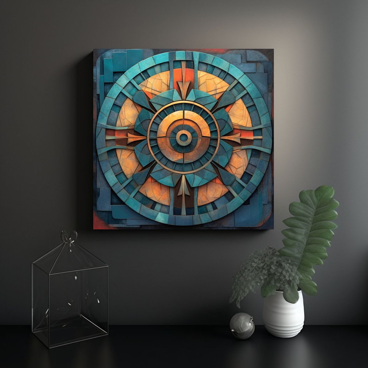 GENERICO - Cuadro Mandala Tridimensional Exótico En Lienzo 90x90 Cm