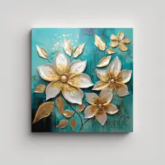 GENERICO - Pintura De Flores En Lienzo Temática Moderno 90x90 Cm