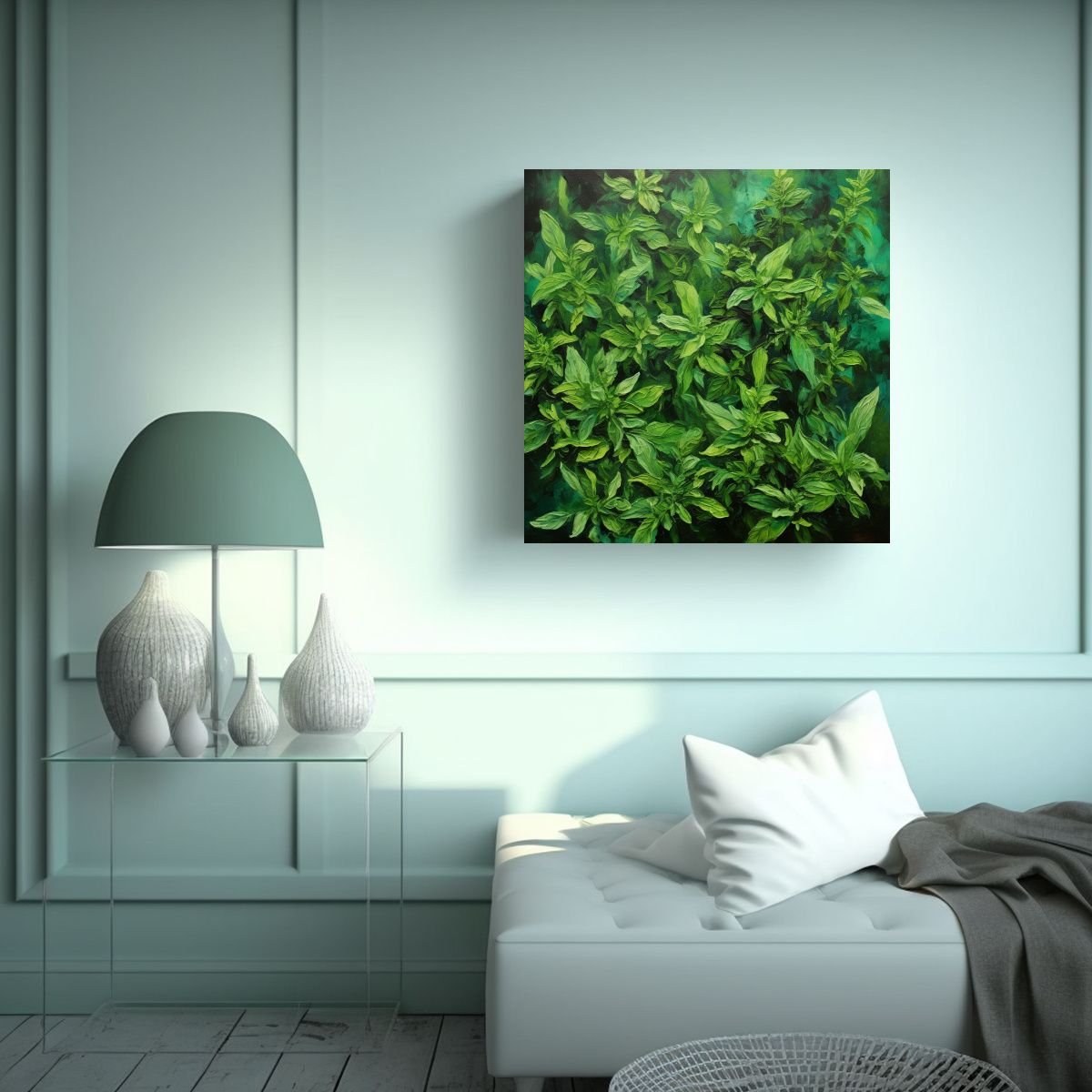 GENERICO - Pintura De Arte De Pared Herbas De Menta En 80x80 Cm