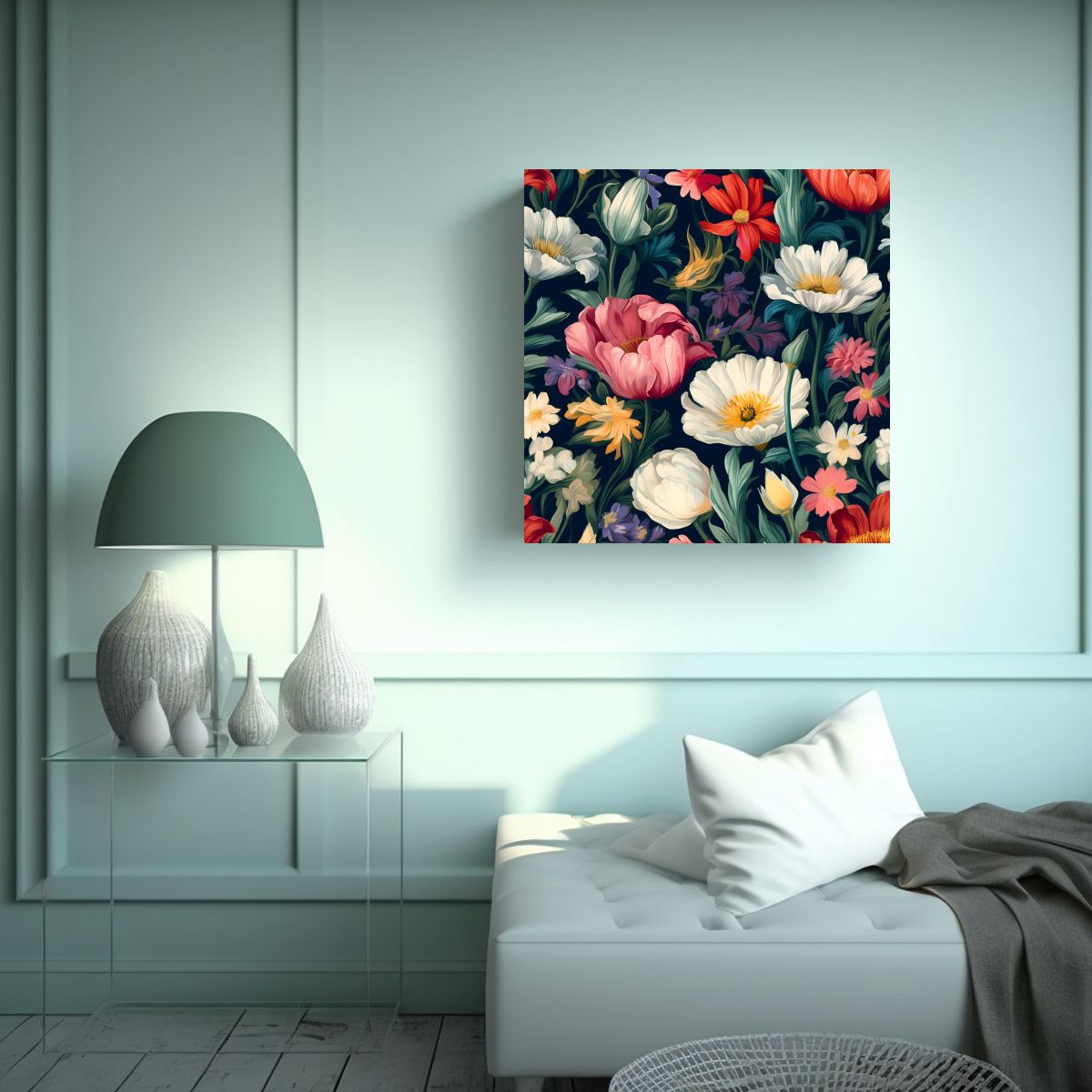 GENERICO - Resistente Lienzo Moderno Su Vibrante Patrón 80x80 Cm