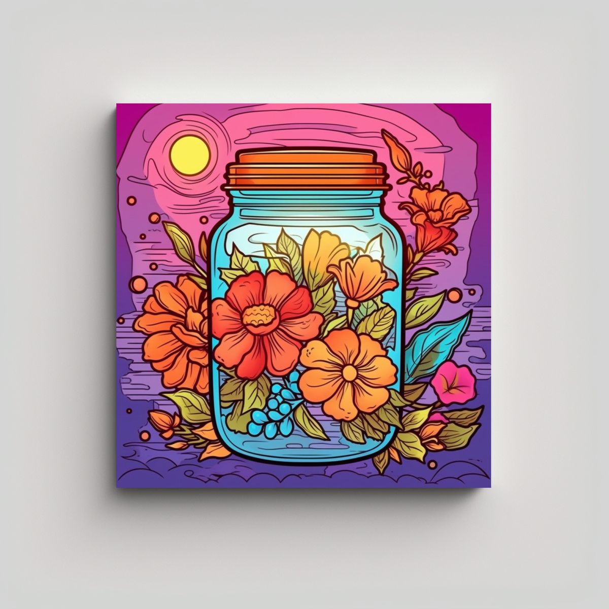 GENERICO - Mágico Diseño Moderno Frasco Encanto Y Flores 90x90 Cm.
