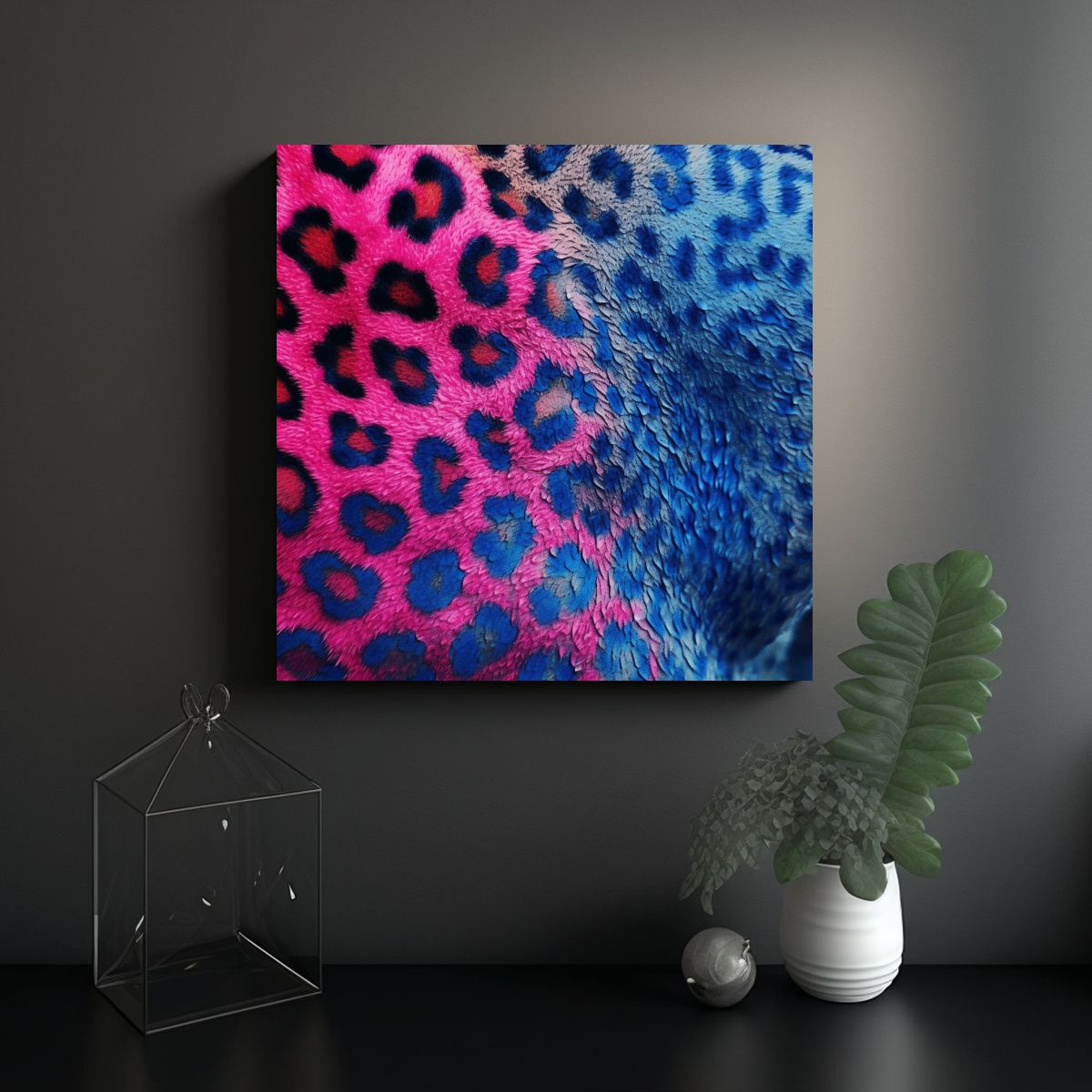 GENERICO - Cuadro Vanguardia Luminosidad Estampado Leopardo 90x90 Cm