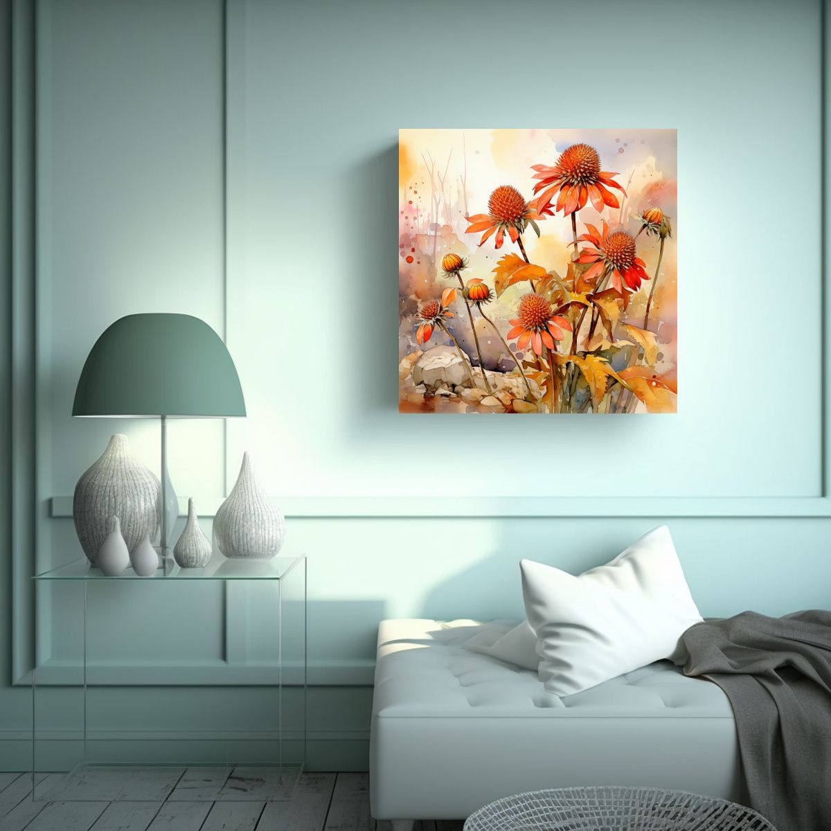 GENERICO - Cuadro Abstracto De Flores De Girasol En Colores 70x70 Cm