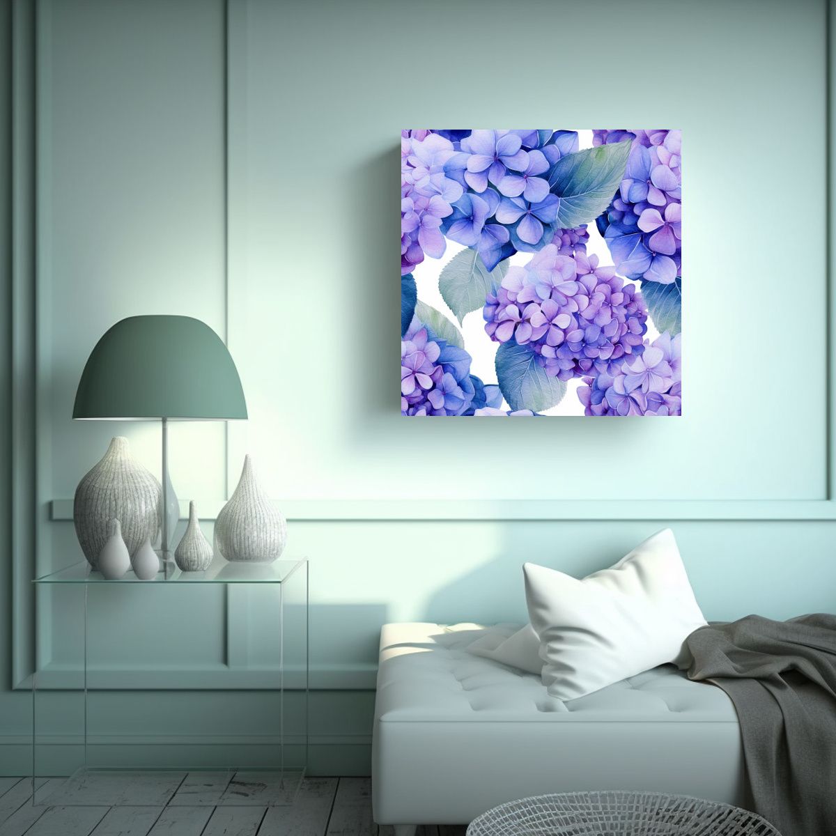 GENERICO - Cuadro Decorativo De Hydrangea Púrpura En 90x90 Cm