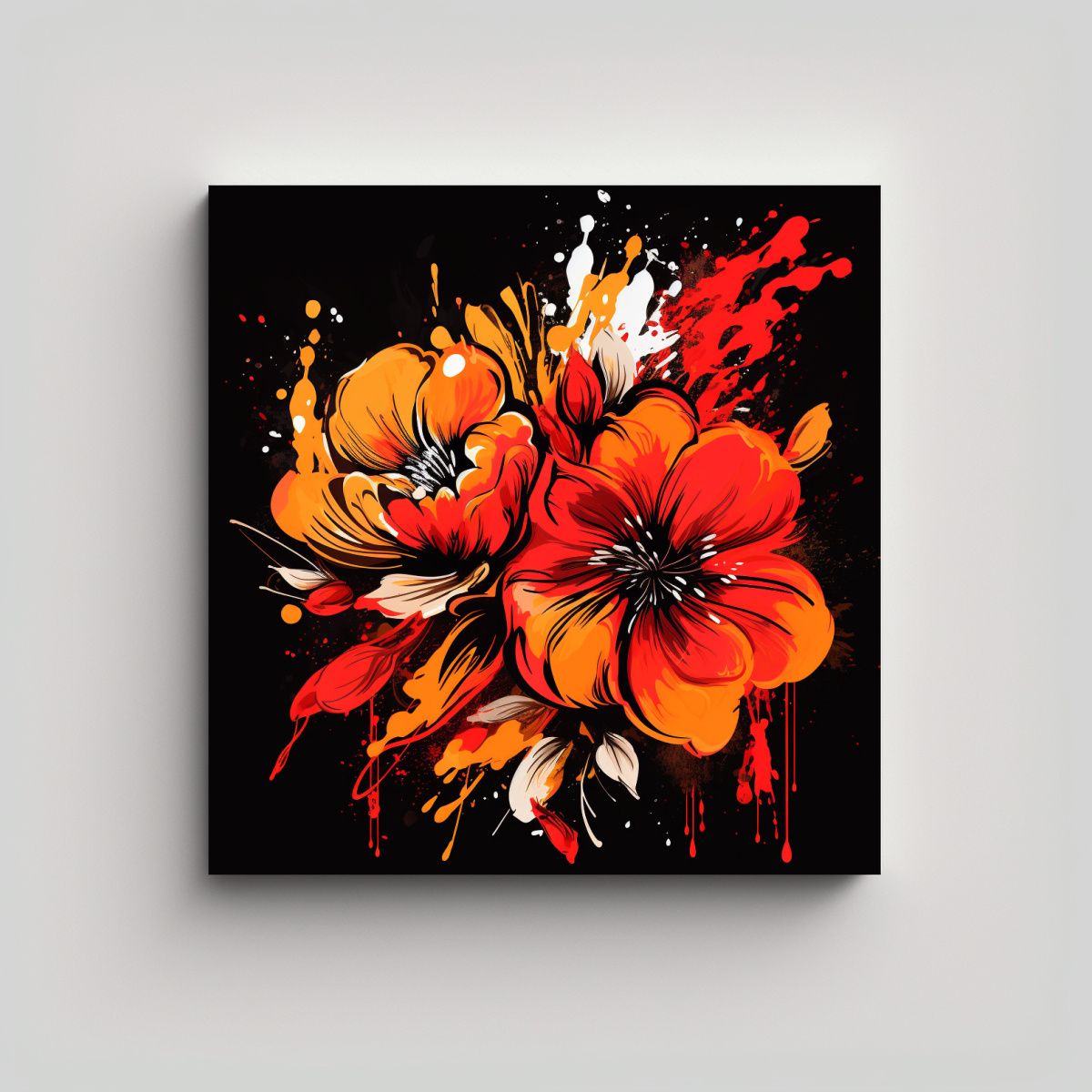 GENERICO - Cuadro De Arte Fino En Rojo Y Naranja Con 80x80 Cm