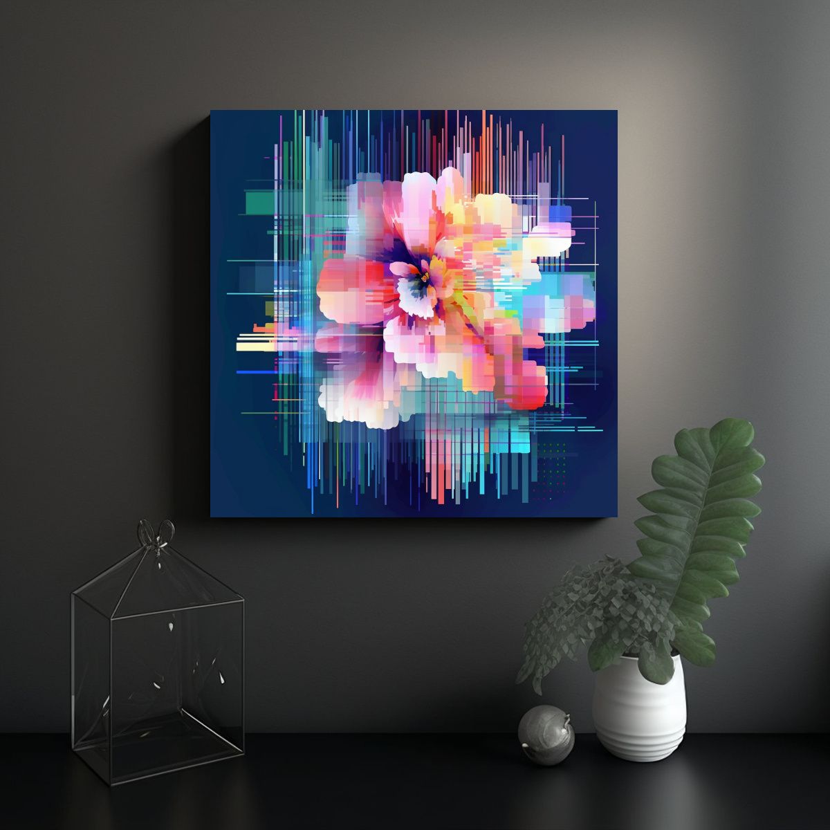 GENERICO - Cuadro Abstracto Con Forma De Flor Arte Visual 70x70 Cm