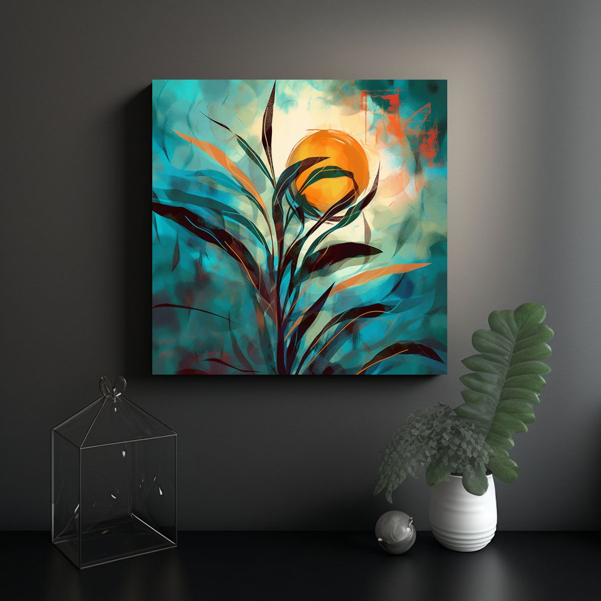 GENERICO - Pinturas Abstractas Botánicas Espectaculares 80x80 Cm.