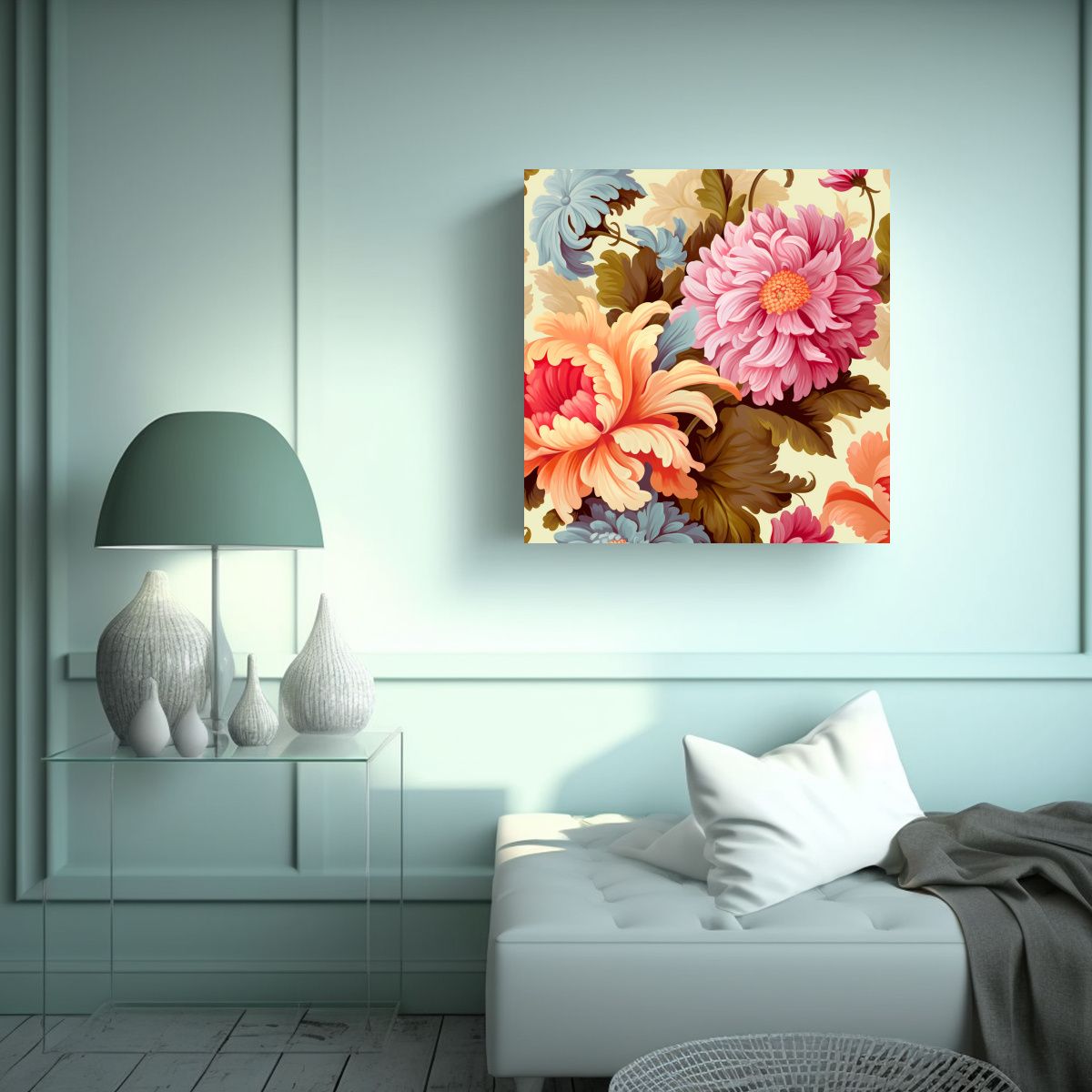 GENERICO - Inspiración De Arte Gráfico Diseños Florales 90x90 Cm