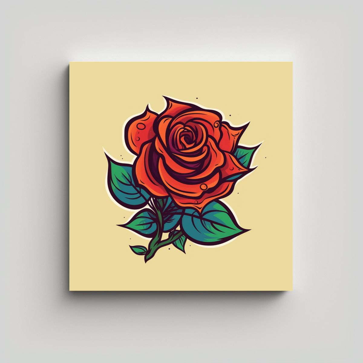 GENERICO - Cuadro Decorativo Escenario Creativo Con Rosa En 90x90 Cm