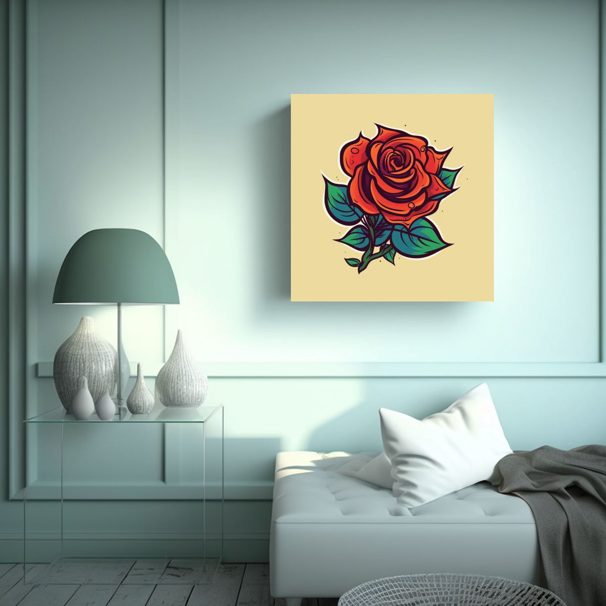 GENERICO - Cuadro Decorativo Escenario Creativo Con Rosa En 90x90 Cm