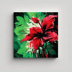 GENERICO - Tonos Verdes Y Rojos Rectangular Neonoir Ambiente 90x90 Cm