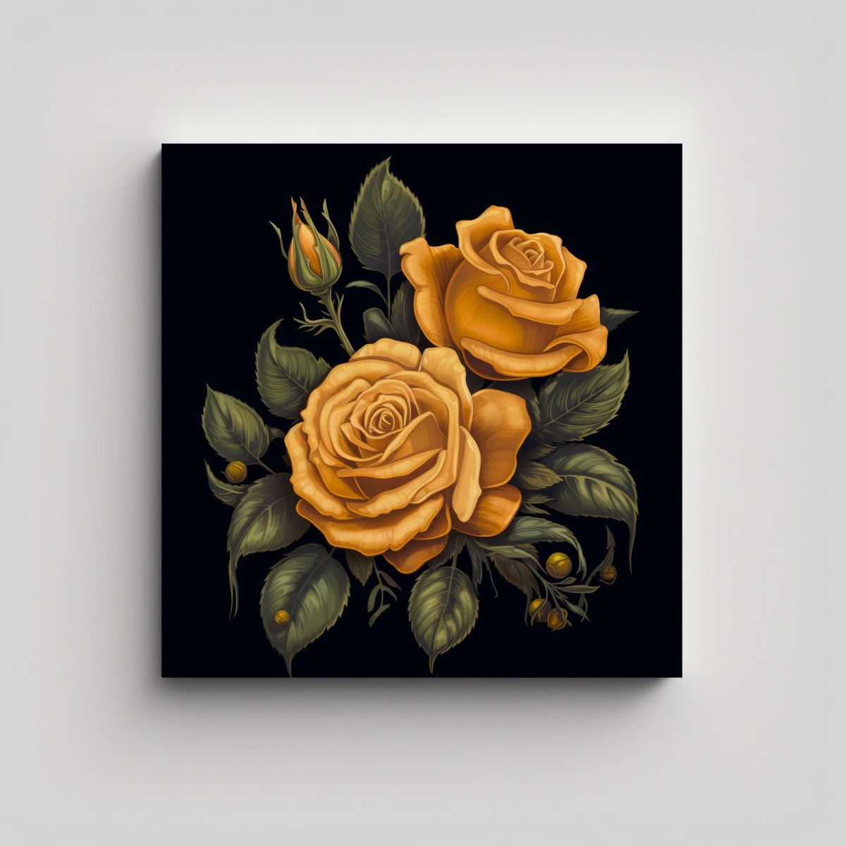 GENERICO - Arte Mural Gótico Único Rosa Amarilla Con 90x90 Cm.