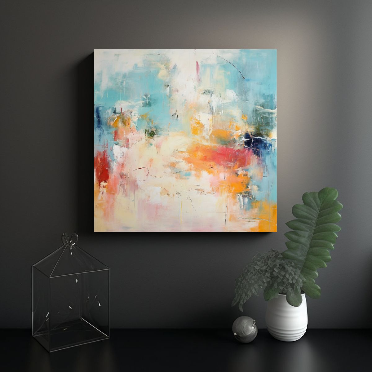 GENERICO - Pintura Abstracta En Lienzo Arte Callejero 90x90 Cm