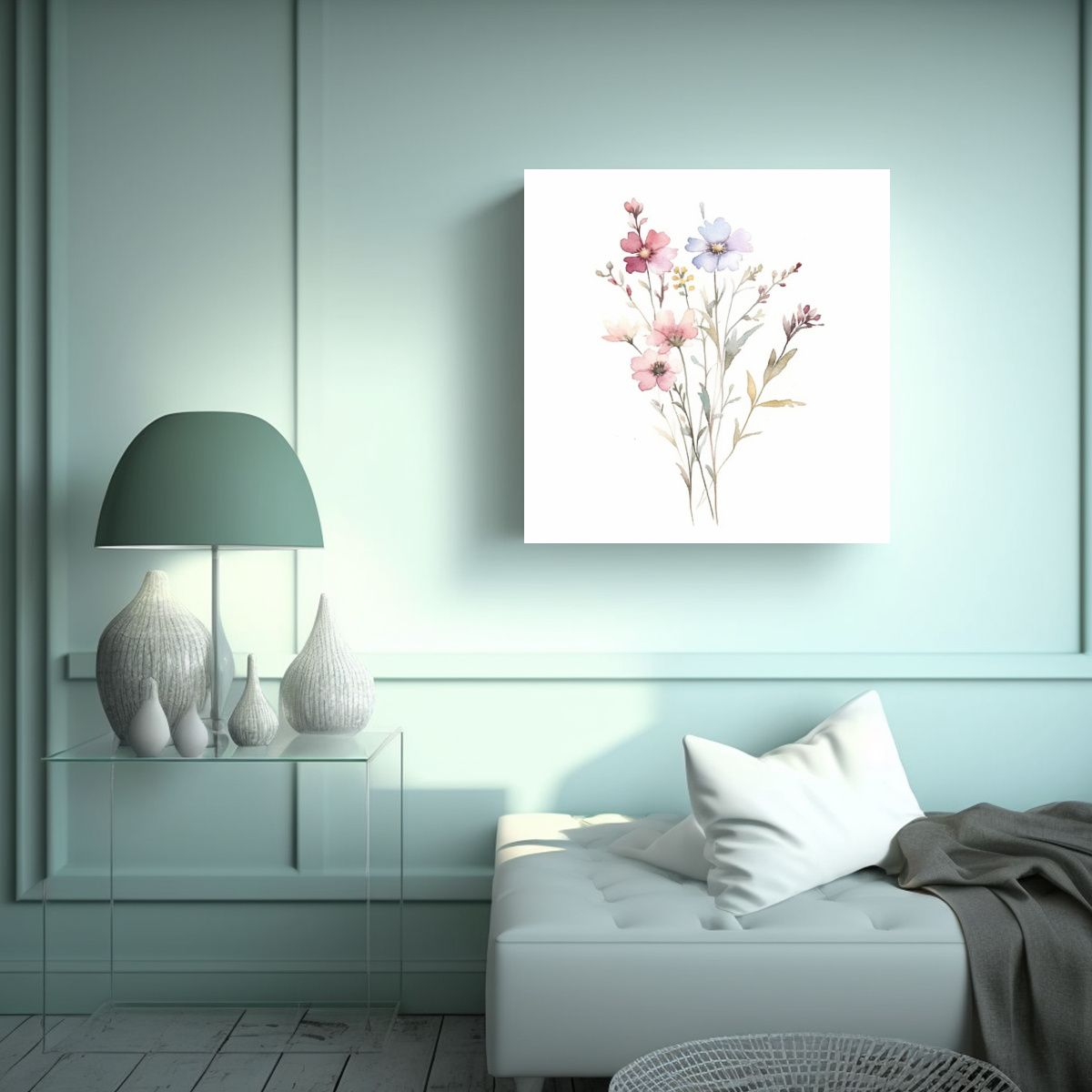 GENERICO - Cuadro Adorable De Acuarela Dreamy Con Delicadas 70x70 Cm