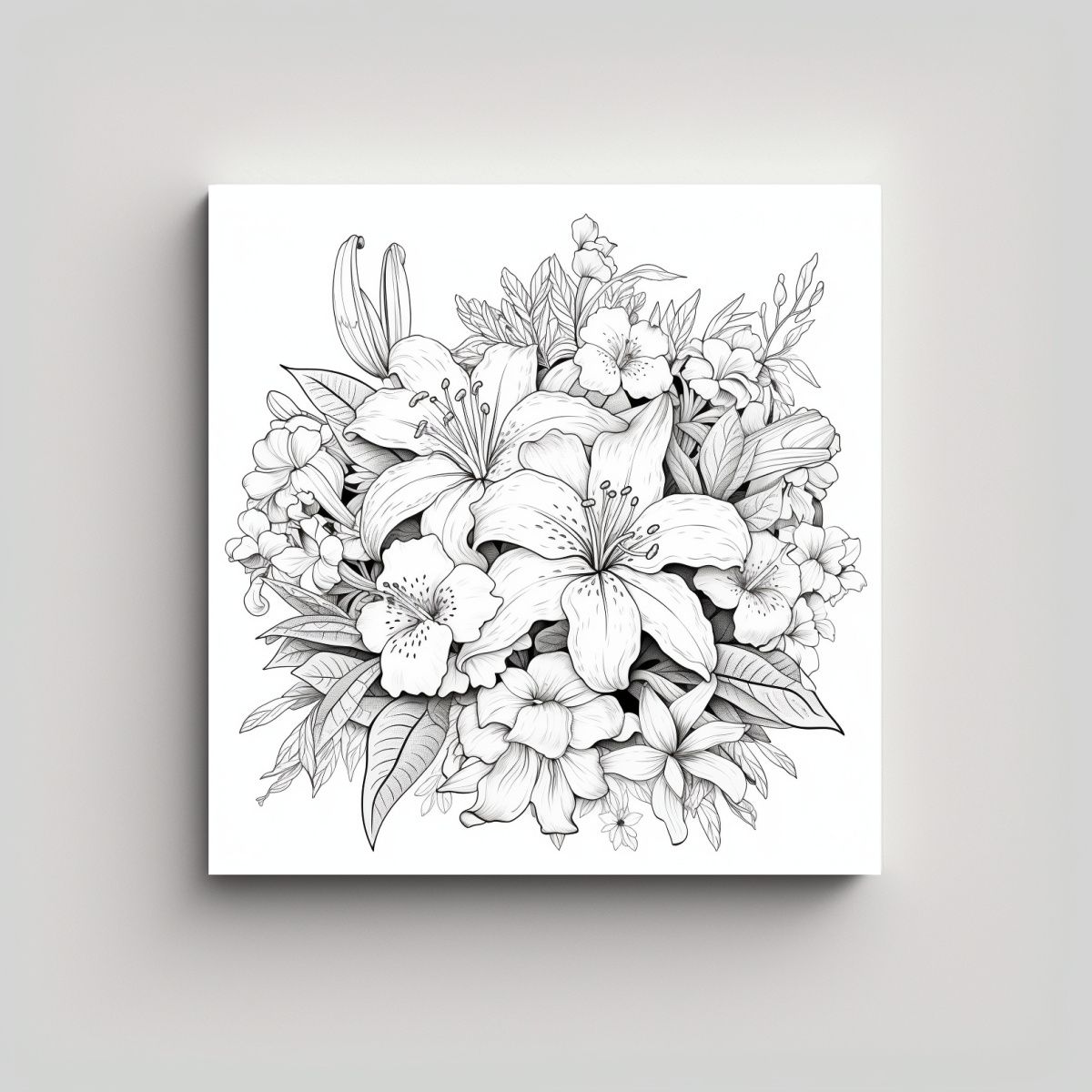 GENERICO - Arte Cuadrado Jones Página Adultos Tema Botánico 70x70 Cm