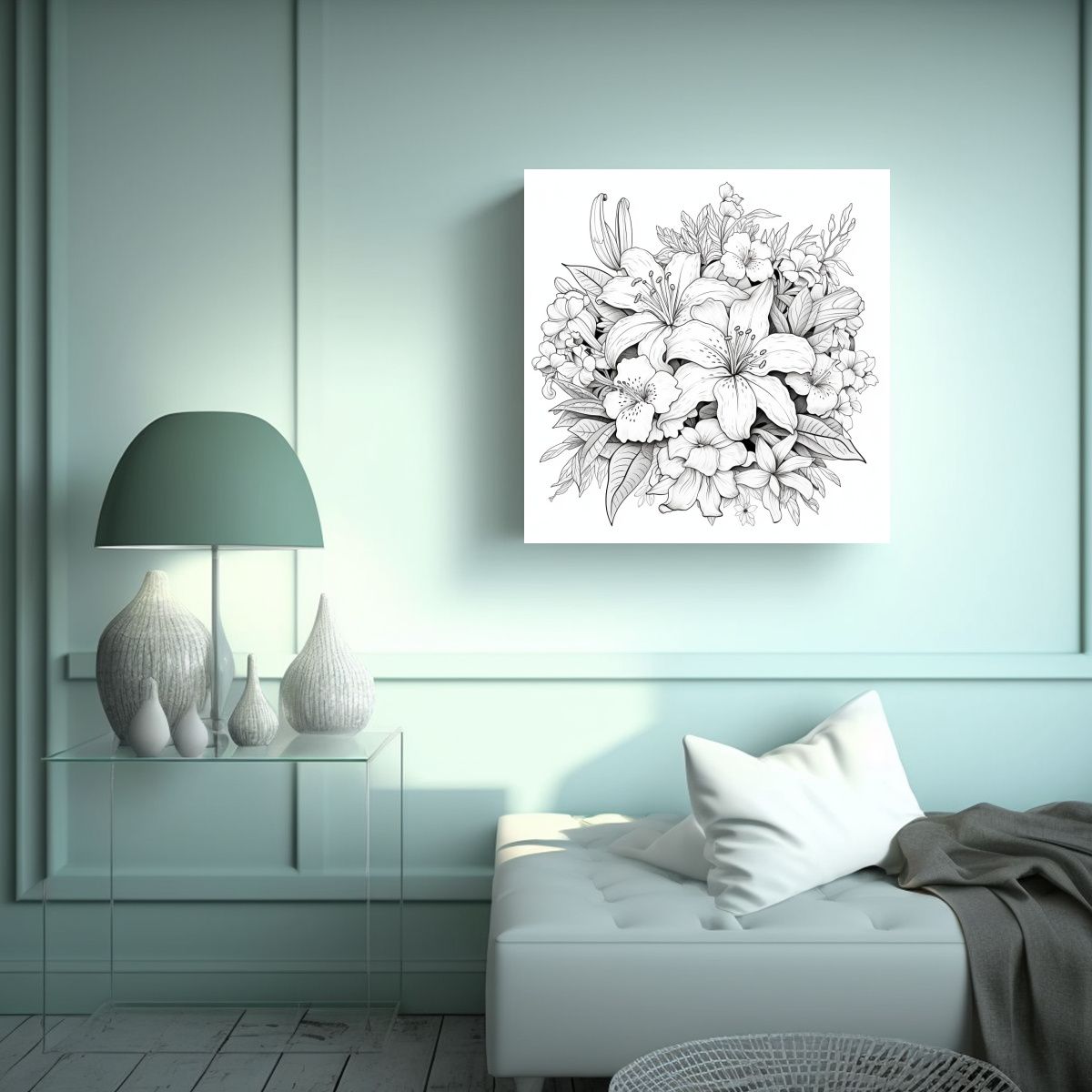 GENERICO - Arte Cuadrado Jones Página Adultos Tema Botánico 70x70 Cm