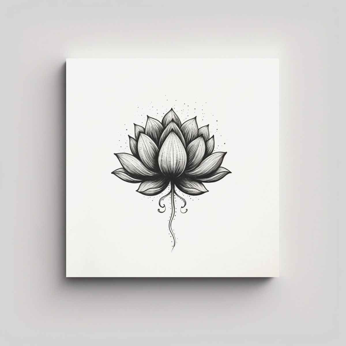 GENERICO - Lienzo Estético Negro De Flor De Loto En Estilo 90x90 Cm.