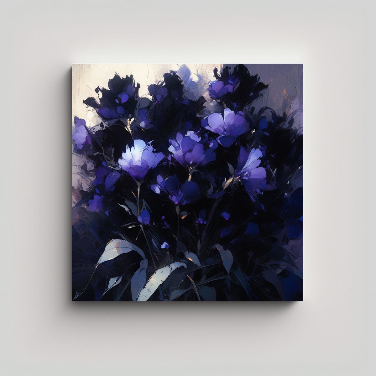 GENERICO - Lienzo Finas Líneas Reflejo Morado Y Negro 90x90 Cm