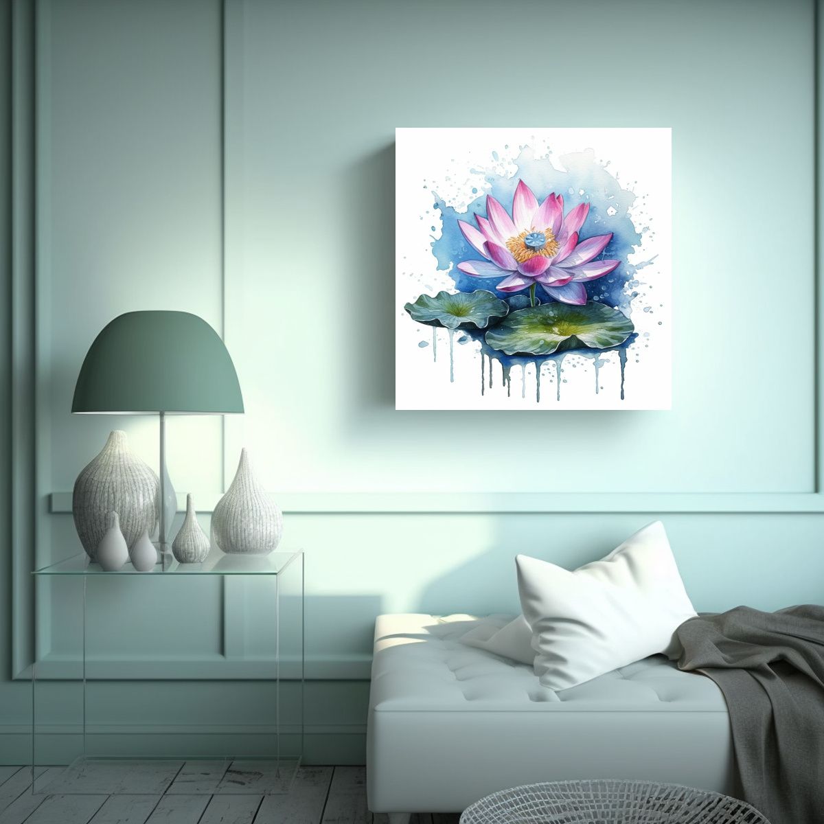 GENERICO - Dibujo De Flor De Loto Exuberante Arte De Pared 90x90 Cm