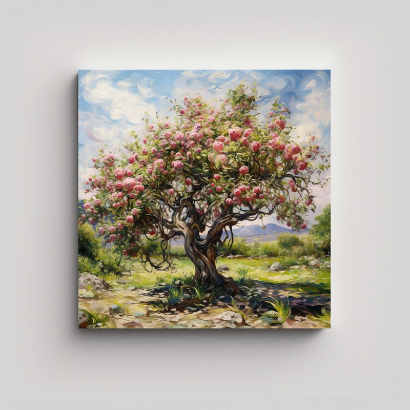 GENERICO - Cuadro Tonos Vida A Árbol Manzana Pintura 90x90 Cm
