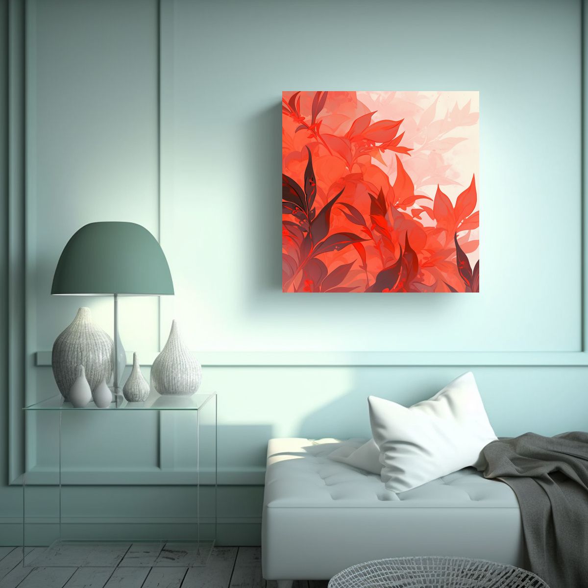 GENERICO - Cuadro Vanguardia En Rojo Y Naranja Ambiente 70x70 Cm