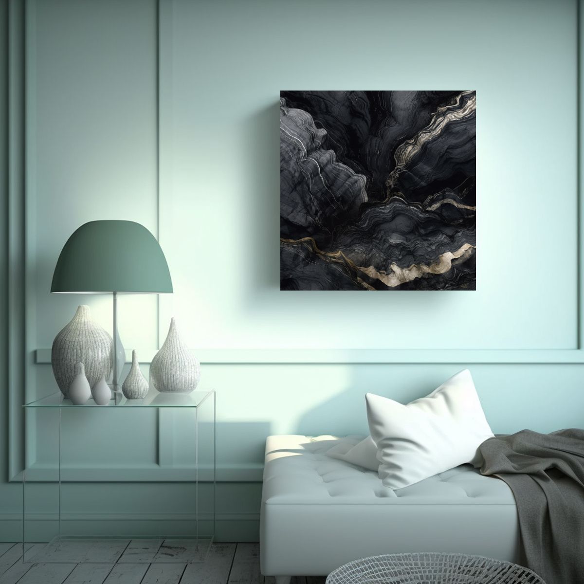 GENERICO - Cuadros De Lienzo Modernos Con Mármol Negro 70x70 Cm