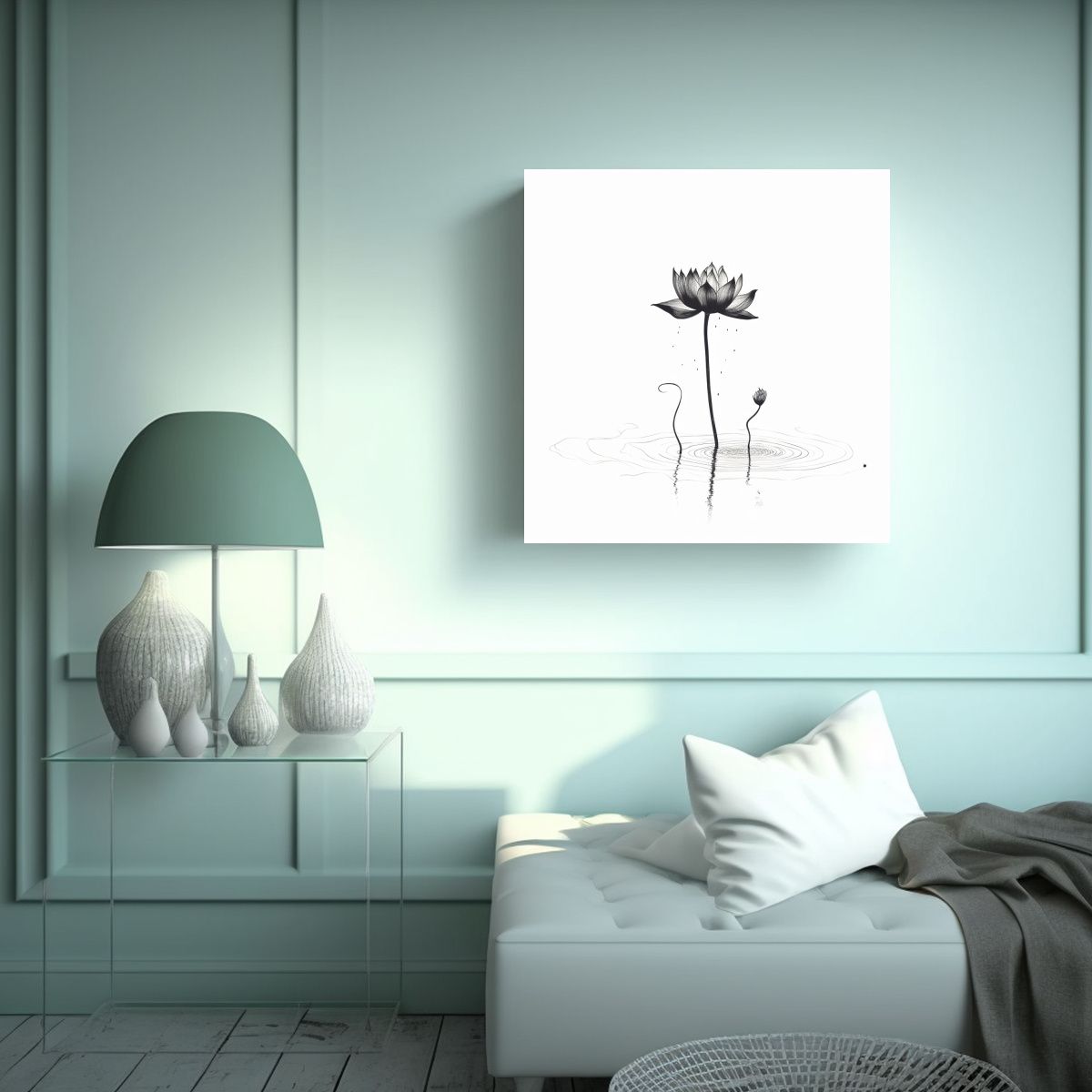 GENERICO - Arte Minimalista De Lirio Acuático En 70x70 Cm.