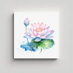GENERICO - Clipart De Loto Acuarela 8K Y Fotografía De 90x90 Cm