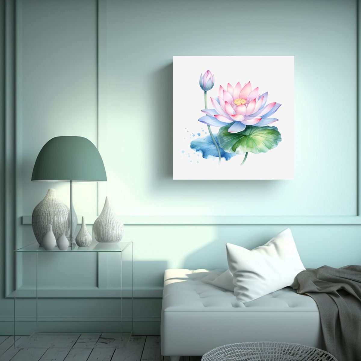 GENERICO - Clipart De Loto Acuarela 8K Y Fotografía De 90x90 Cm