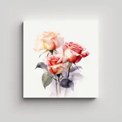 GENERICO - Correia Diseño Lienzo Rosas Acuarela 70x70 Cm.