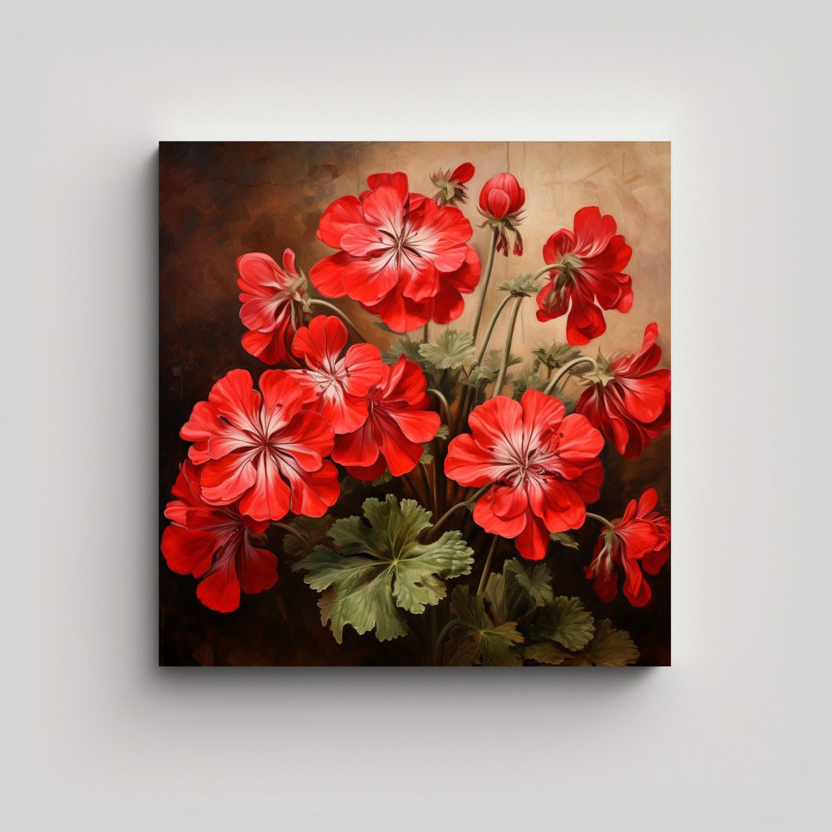 GENERICO - Pintura Abstracta De Flores De Geranio Moderna De 80x80 Cm