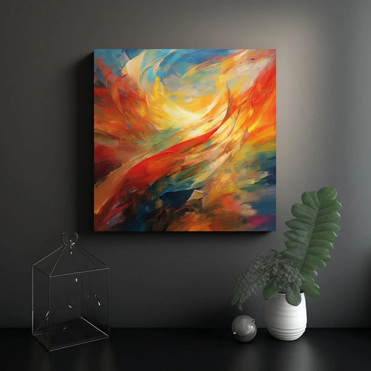 GENERICO - Pintura Abstracta Surrealista Luz Y Decoración 80x80 Cm