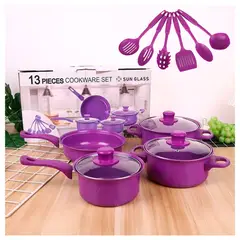 IRM - Ollas Antiadherente Juego De Ollas + Utensilios 13 Pcs Color lila
