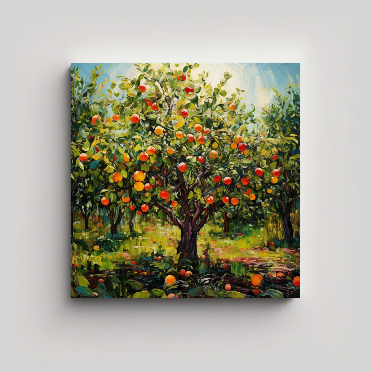 GENERICO - Pintura Abstracta De árboles Frutales Estilo 70x70 Cm