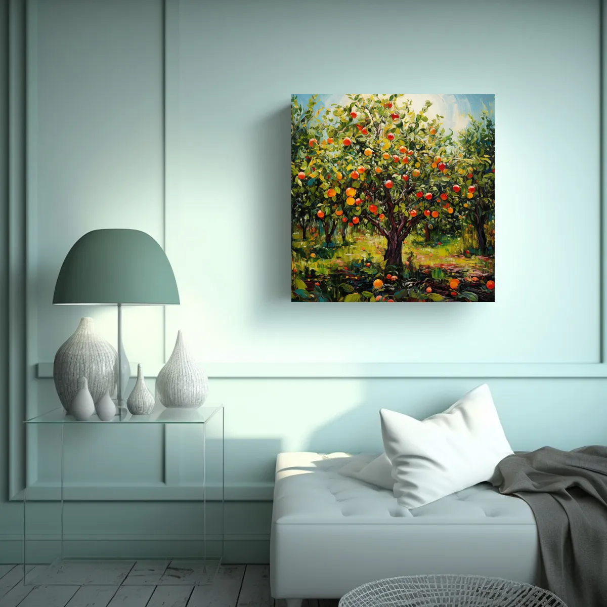 GENERICO - Pintura Abstracta De árboles Frutales Estilo 70x70 Cm